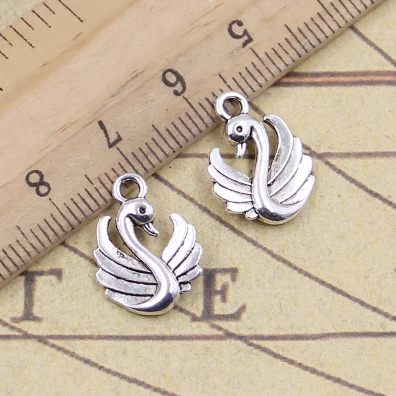 30pcs Charms Lovely Swan 17x12mm Tibetan Pendants Crafts Making Findings Handmade Antique Jewelry DIY For Necklace