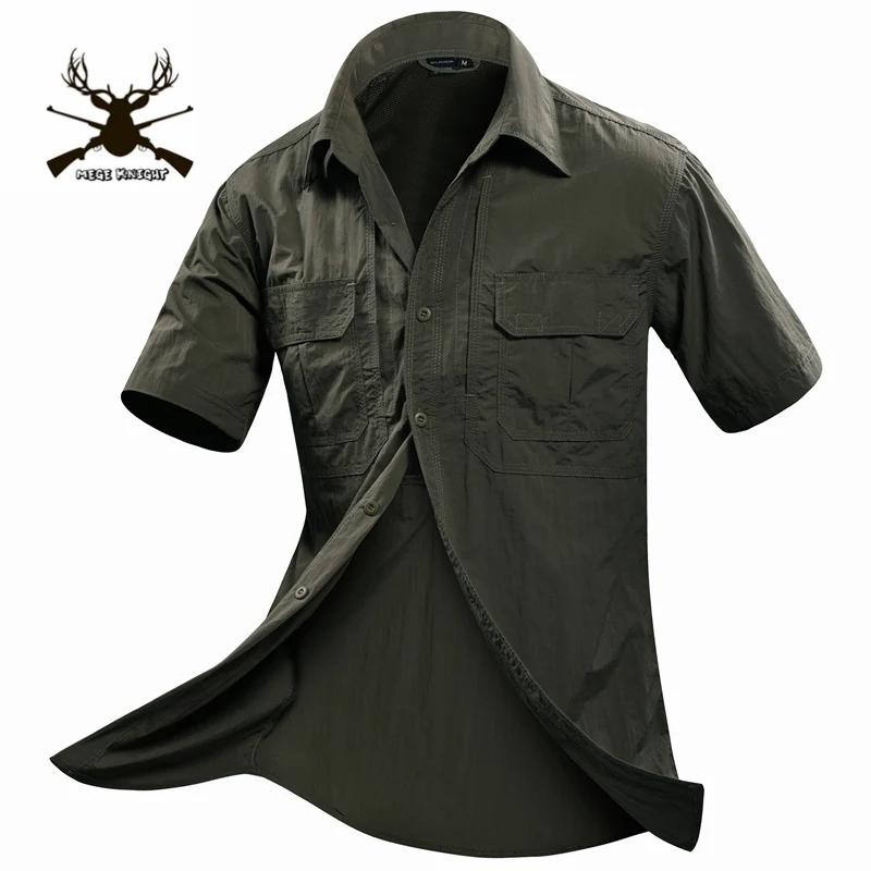 MEGE militar-Camisa de manga corta para hombre, Camisa informal de marca, ropa Social, verano, 2XL