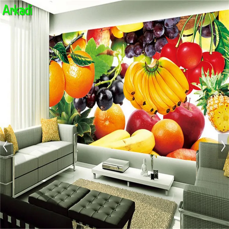 

3d summer fresh fruit wallpaper photos living room mural wallpaper tv wall decoration coffee cold drink greengrocer decoration