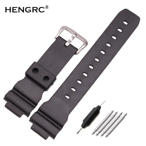 Correas de reloj de silicona para hombre, accesorio deportivo de goma para buceo, color negro, serie 6900, 16mm X 25mm