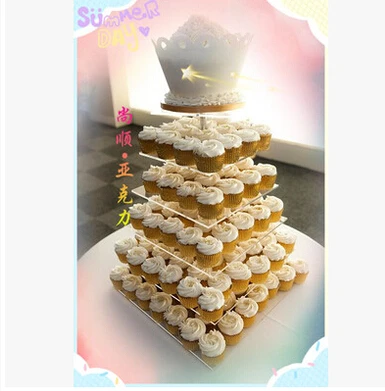 

Large 6 Tier Wedding Party Square Cupcake Stand Cake TowerDessert Display Stand