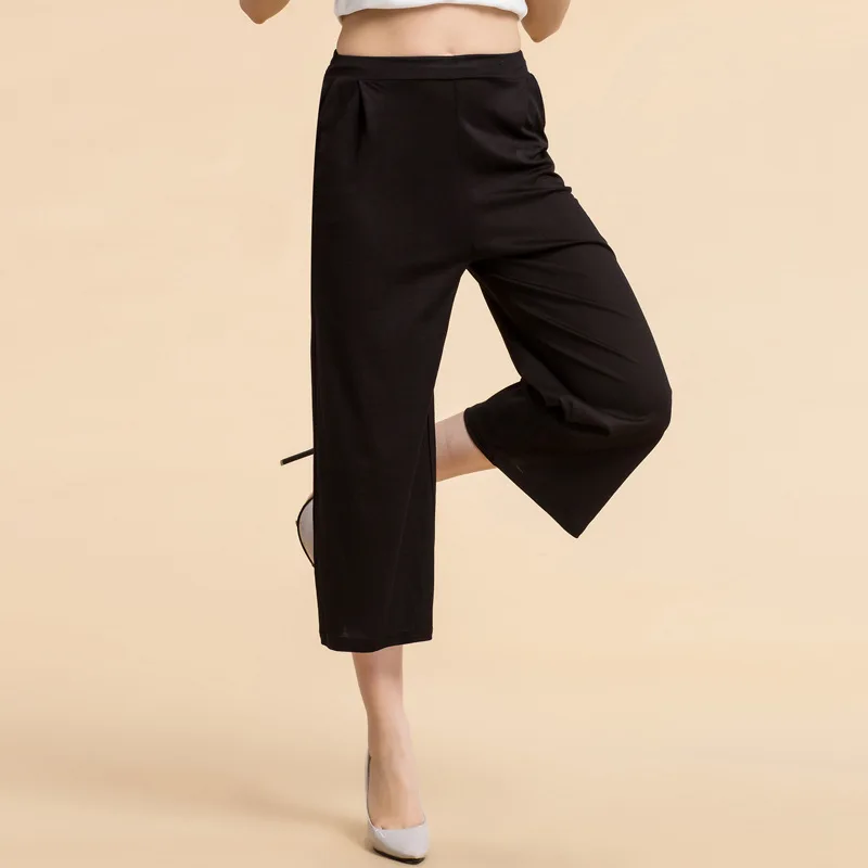 

Summer Women Real Silk Harem Pants Mid Waist Loose Casual Nine Pants Women Slacks Comfortable Female Plus Pants 7011