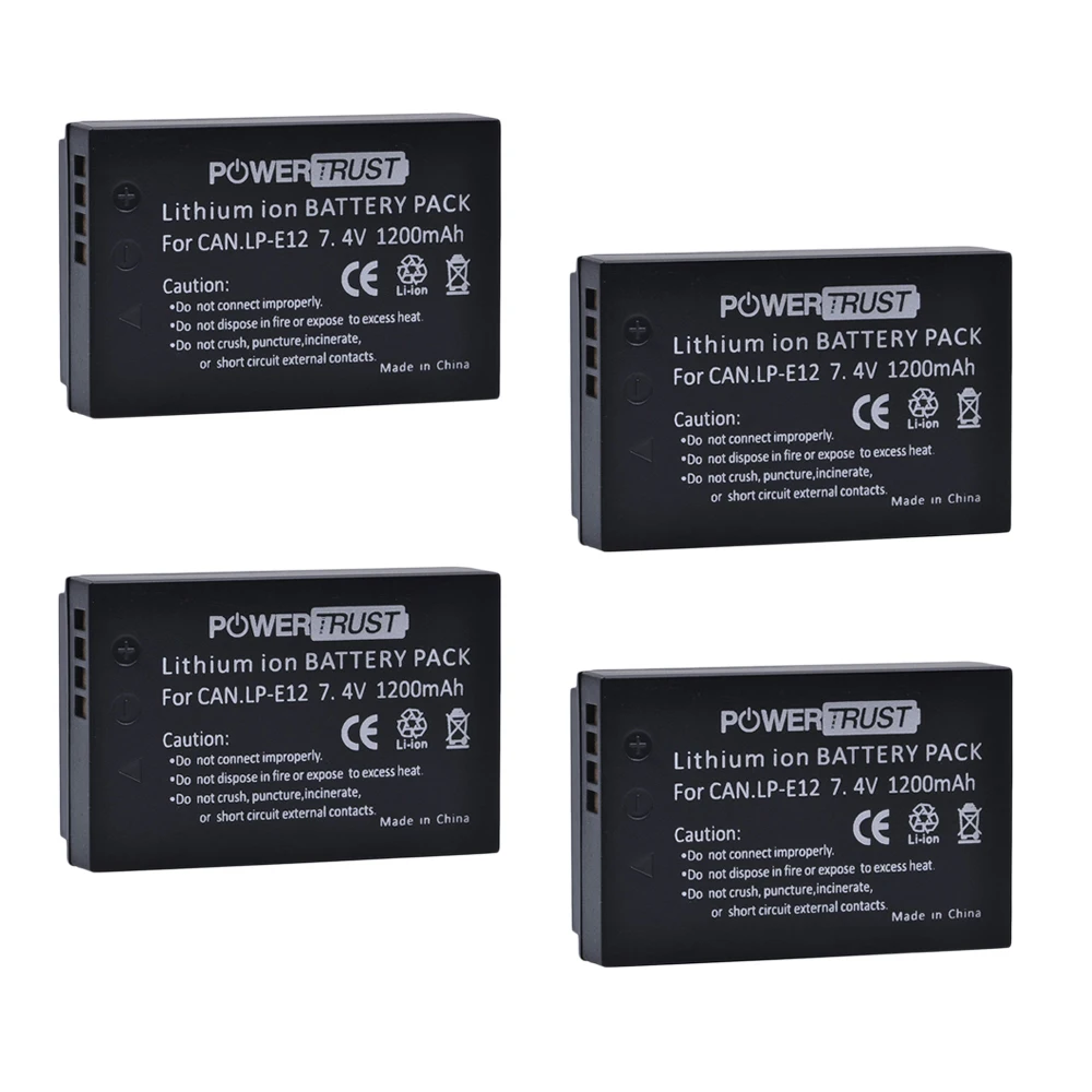 

4Pcs 1200mAh LP-E12 LP E12 LPE12 Replacement Camera Batteries For Canon EOS M100 EOS 100D Kiss X7 Rebel SL1 EOS M10 DSLR