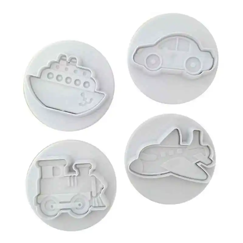 1 Set/4pc Transportation Series Cookie Cutter Plane Train Ship Car Fondant Cake Mold Press Mould Cake Decoration