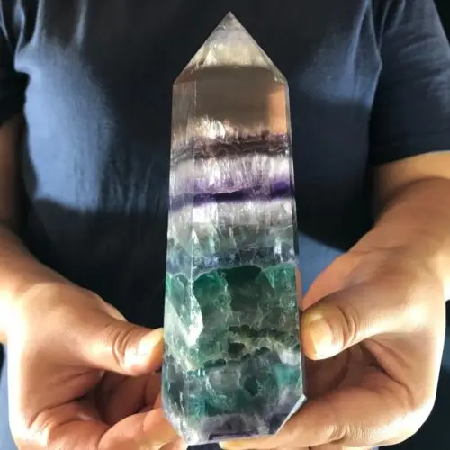 

1000-1200 A+++Natural Colourful fluorite Obelisk Quartz Crystal Terminated Wand