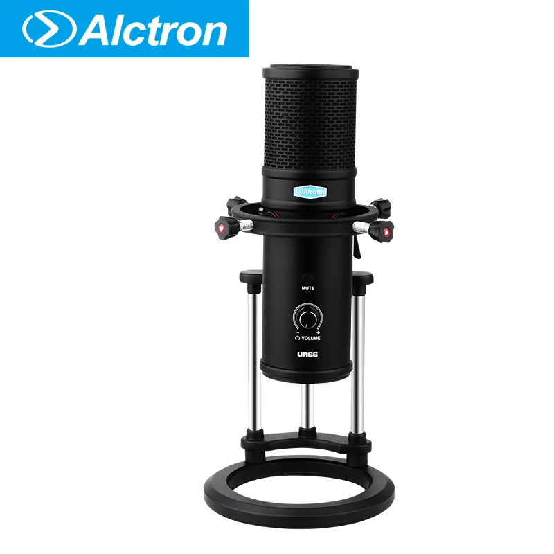 El micrófono USB Alctron UR66 presenta 3 cápsulas para recoger sonido más vivo y realidad, patrones múltiples polares, soporte de choque único.