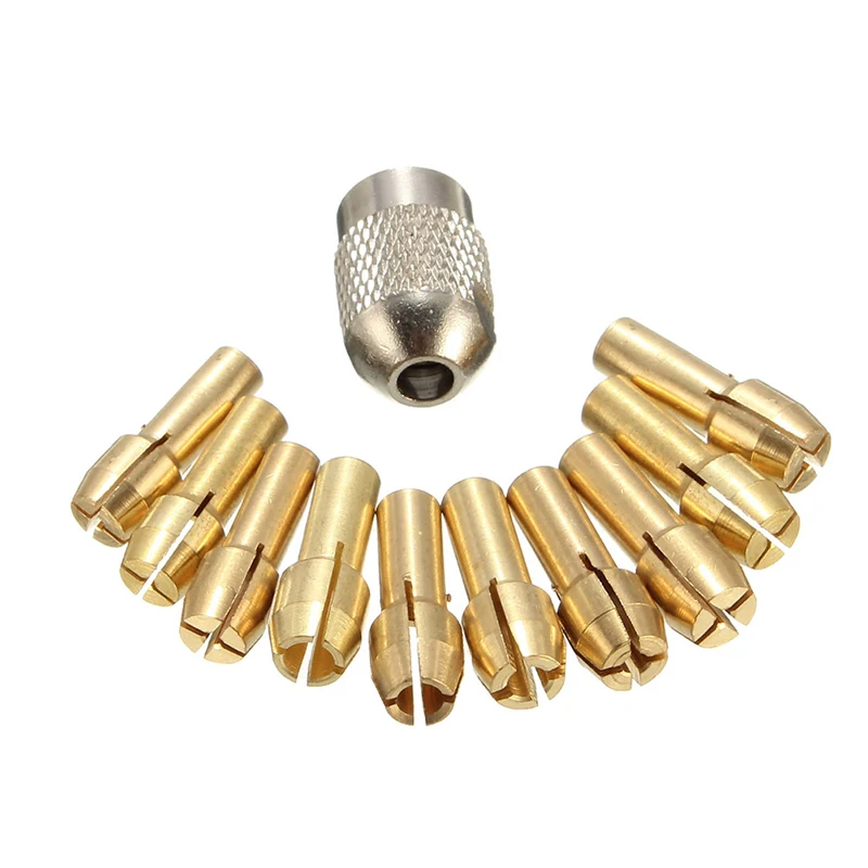 OOTDTY 10 ชิ้น 0.5-3.2 มิลลิเมตร Brass Drill Chuck Collet Bits 4.3 มิลลิเมตรสำหรับเครื่องมือโรตารี่ Dremel