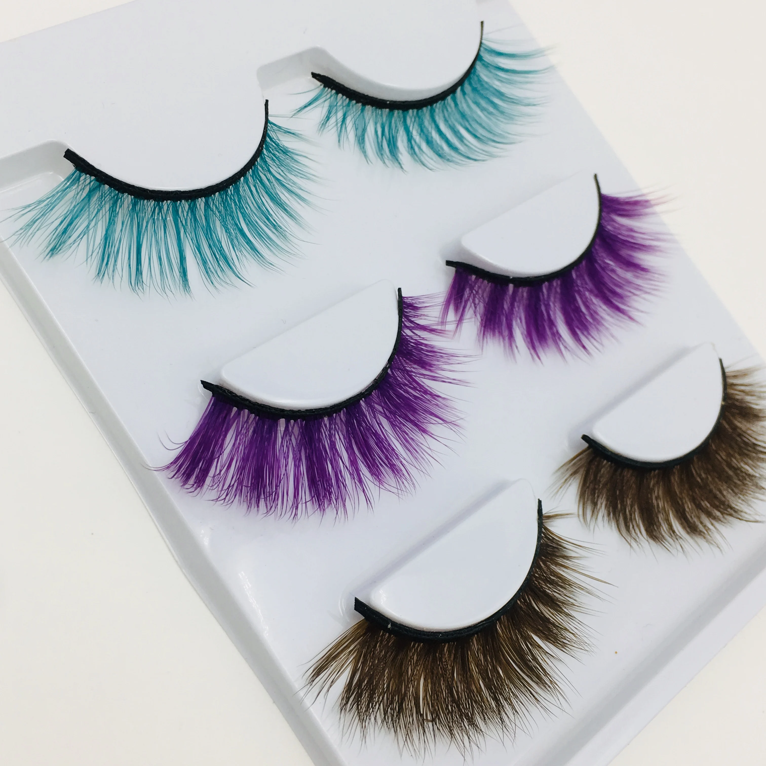 2021ใหม่3คู่สีขนตาปลอมปลอมขนตายาวแต่งหน้า3d Mink Lashes ขนตา Mink Eyelashes สำหรับความงาม