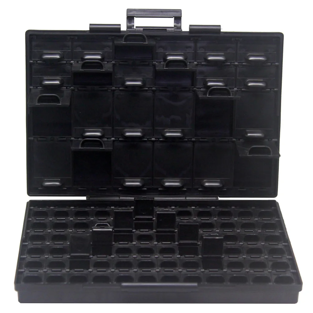 

AideTek Box Organize anti-static ESD safe enclosure SMD SMT IC diode parts organizer transistor plastic toolbox black BOXALL96AS