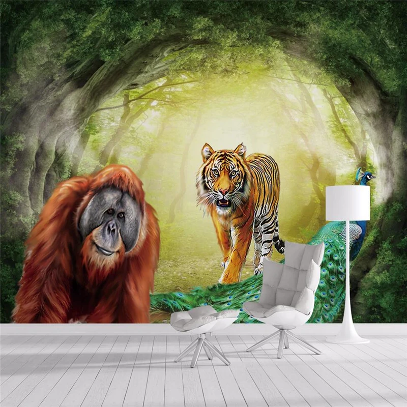 

wellyu papel de parede 3d Custom wallpaper Hand painted virgin forest animal background Wallpaper murals papel parede