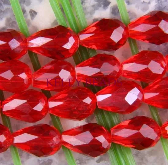 

295pcs 8x11mm Red Briolette Pendants Waterdrop Crystal Glass Beads Loose Teardrop Beads Bracelet DIY Beads For Jewelry Making