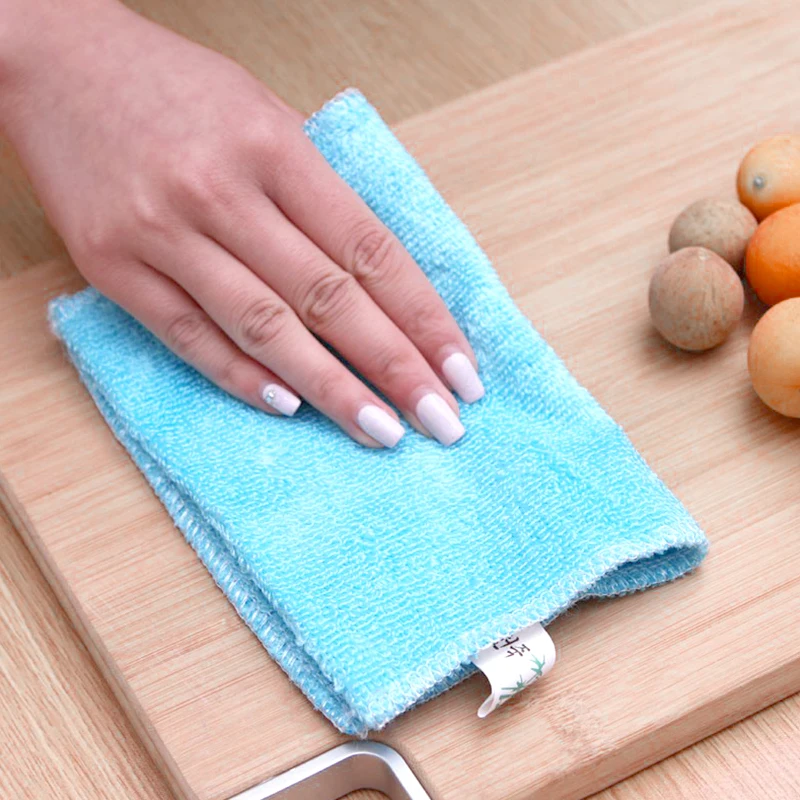 Bamboo fiber dish towel polyester cloth thick bamboo fiber washing cloth do not dip oil water absorbent kitchen washing towel