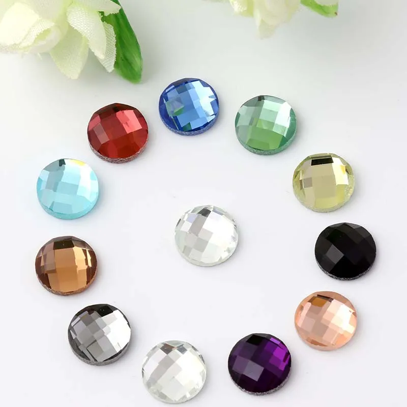 500pcs/lot Flat Round 6mm 8mm 10mm 12mm  Crystal Beads Scattered Glass Drill Mobil Phone Beauty Diy Craft Accessories