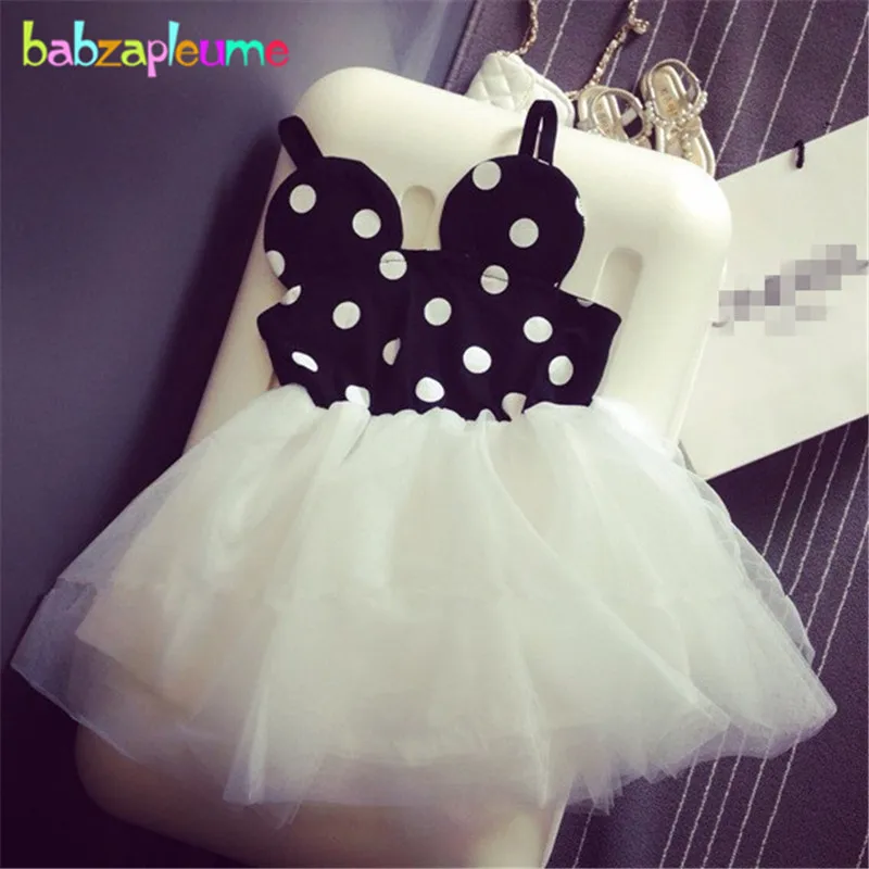 Baby Girls Dresses Cartoon Mouse Dot Backless Wedding Tutu Princess Dress Toddler Clothes Girl Vest Dress Children Clothing A020