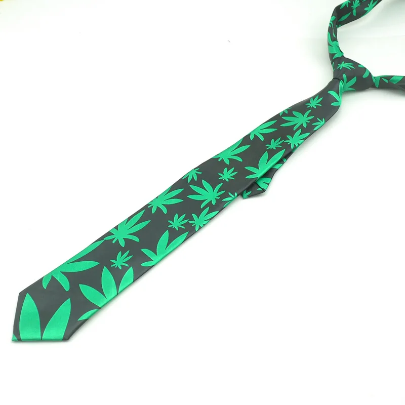 Mens Ties Necktie Gift Wedding Shirts Cravat Tie For Men 2inch wide hemp leaf Weed Party Woven Classic Dropshipping Brand Design