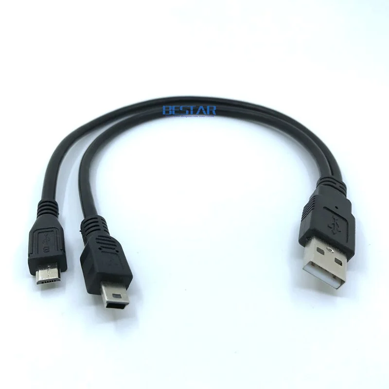 2 in 1 COMBO Mini-usb Mini USB & micro usb 2.0 Micro-USB 5 pin connector Y Cable 30cm 1ft For charge and data sync