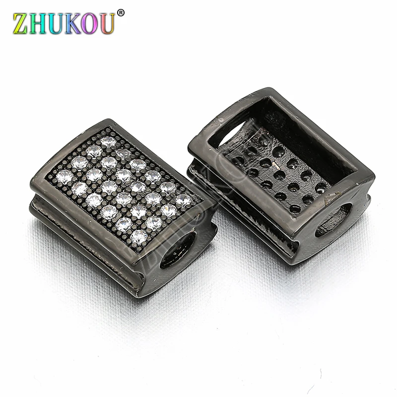 8*11mm Brass Cubic Zirconia CZ Rectangle Charms Connectors DIY Jewelry Findings Accessories, Hole: 2.3mm, Model: VS123