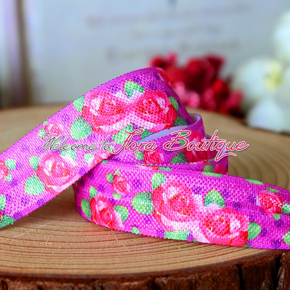 

FLRA ElasticBeautiful rose thermal printing elastic