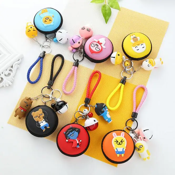 1 Piece Creative Cartoon Clips Headphone Coin Organizer Box Plastic Desk Storage Bag Holder With Keychain Doll Birthday Gift