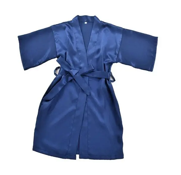 Kids Solid Satin Rayon Kimono Robe Bridesmaid Solid Bathrobe Children Nightgown Sleepwear Dressing Gown