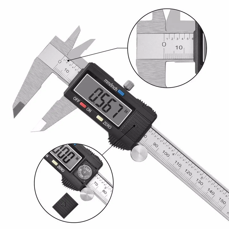 0~150mm/200mm/300mm 0.01mm Electronic Digital Vernier Calipers Stainless Steel Micrometer Measuring Tools With LCD Screen