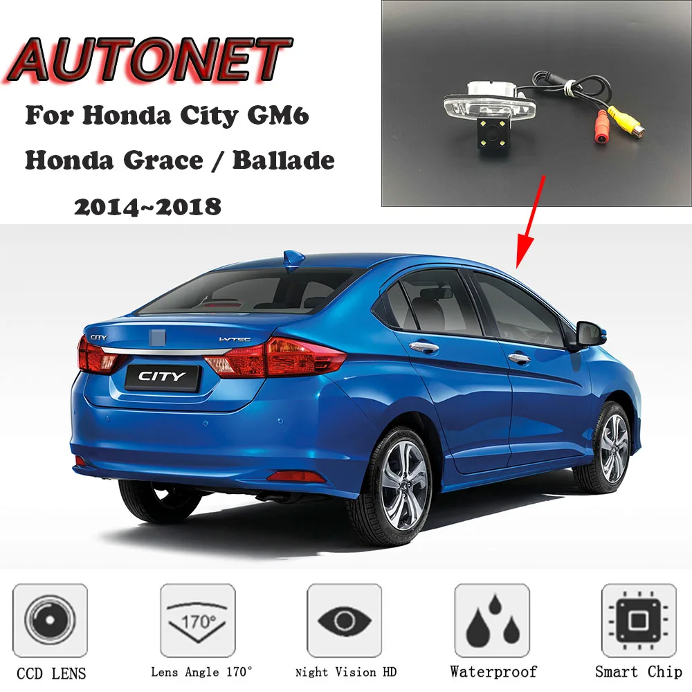 AUTONET HD Night Vision Backup widok z tyłu kamery dla Honda City GM6 dla Honda Grace Ballade 2014 ~ 2018 CCD /licencja kamera na tablicę rejestracyjną