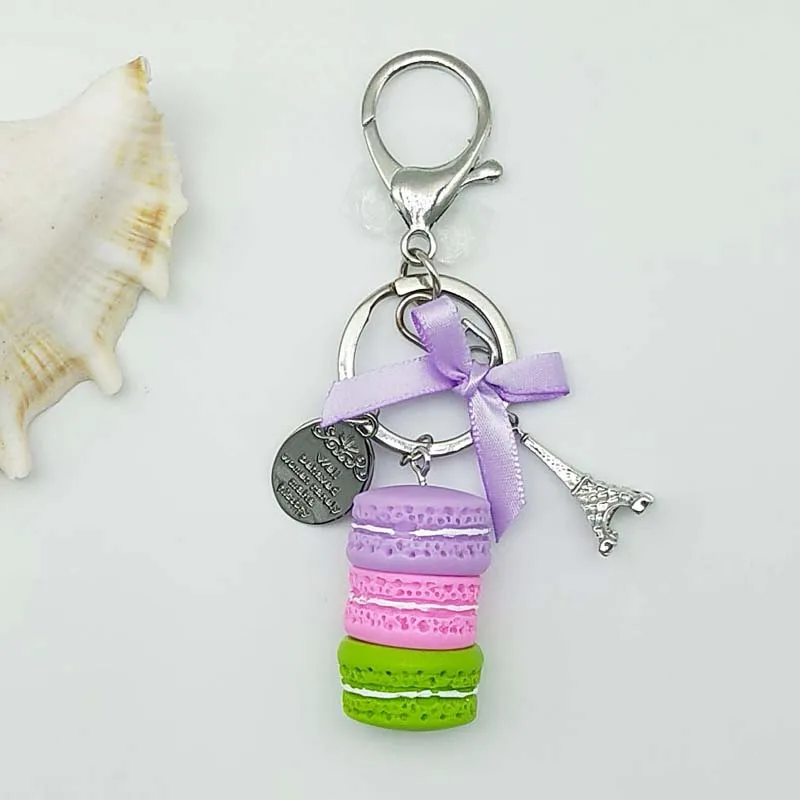 Fashion Cake Keychain with Eiffel Tower Charm