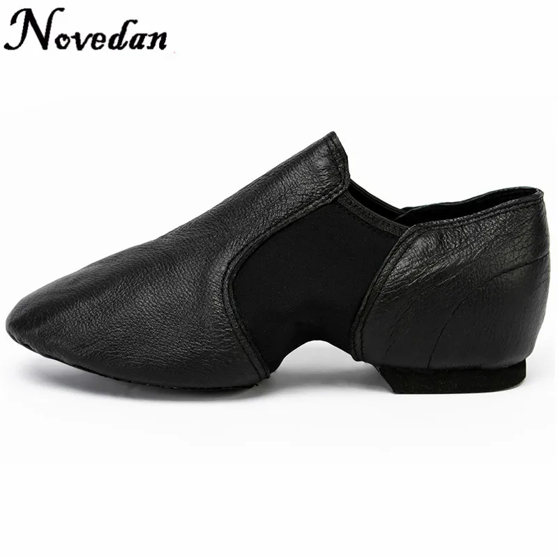 Slip On Jazz Dance Sneakers Dancing Shoes For Ladies Black Tan Leather Dance Shoes Jazz Dance Shoes For Woman Kids