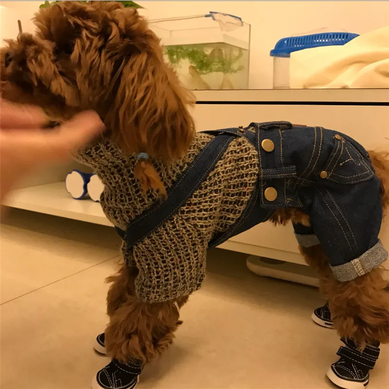 Denim Jumpsuit for Dogs, Puppy Costumes, Denim Overalls, French Bulldog, Yorkshire Terrier, Pet Pants, Jeans, L