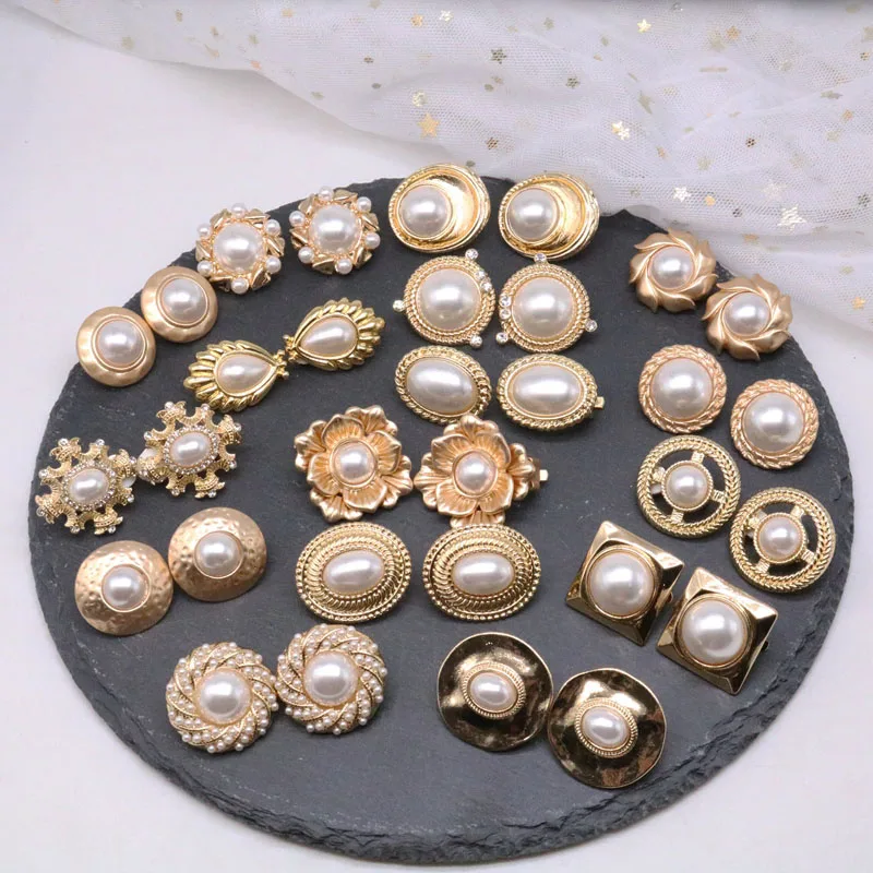 White Elegant Pearls Cute Clip Earrings For Women Wedding Jewelry