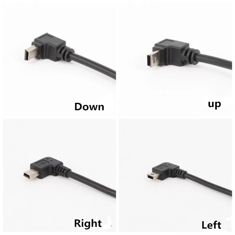 25CM 90 Degree Right & Left & Up & Down Angled Mini USB 2.0 5Pin Male to Female Extension cable Mini-usb for GPS Receiver