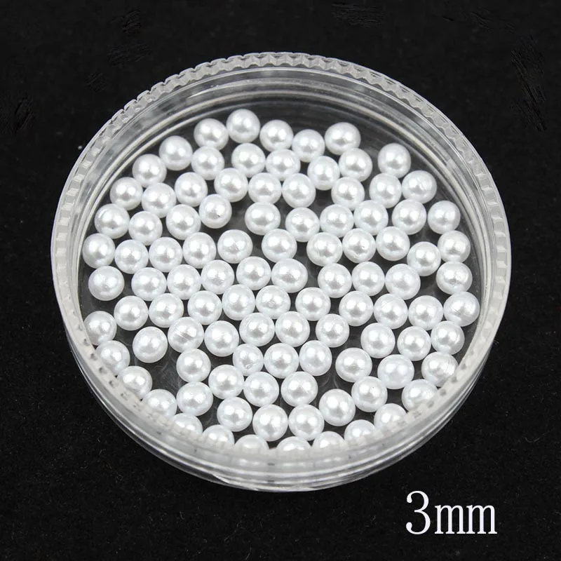 Round Pearls 500/1000pcs/pack Round Imitation Loose White Glue On Resin Beads DIY Jewelry Making Nails Art Hairpin Crafts Decor