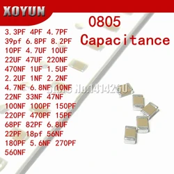 100pcs 3.3PF-47UF 0805 SMD 100V X7R 10% 100nf 0.1uf 104K 104 22UF 4.7UF 10UF 10NF 1UF Ceramic Capacitor 155k 226K 475 106 103