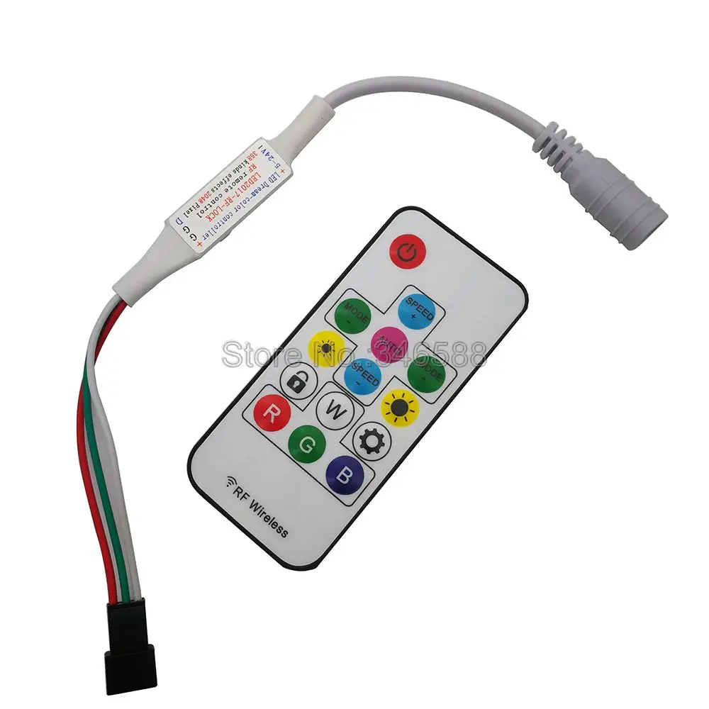 WS2812B WS2811 Mini RF Remote LED Pixel Strip Light Controller USB/DC 3Keys RF 14/17/21Keys With Remote Controller DC5-24V