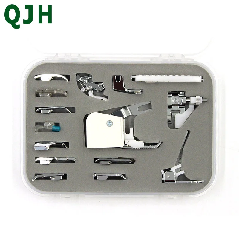 

Multi-function Stainless Steel 15pcs/set Home Sewing Machine Presser Foot Parts Tools Domestic Sewing Craft Annex Optional Box