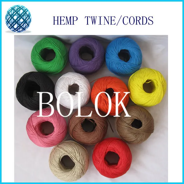 

12 color 100% hemp cord (13pcs/lot)100m/ball,twisted cords, hemp twine cord used in all kinds packing by free shipping