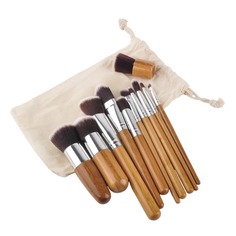 VERONNI Natural Bamboo handle Brushes set 11pcs Tools Professional Make up brush for Eye shadow 50pcs/lot DHL Free