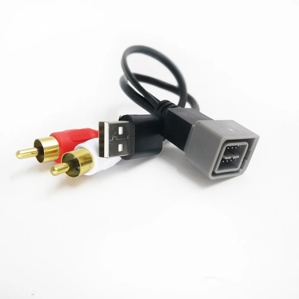 Biurlink Car Factory Stereo USB/RCA Male Port USB RCA Wire For Nissan Qashqai Tenna Grey Port