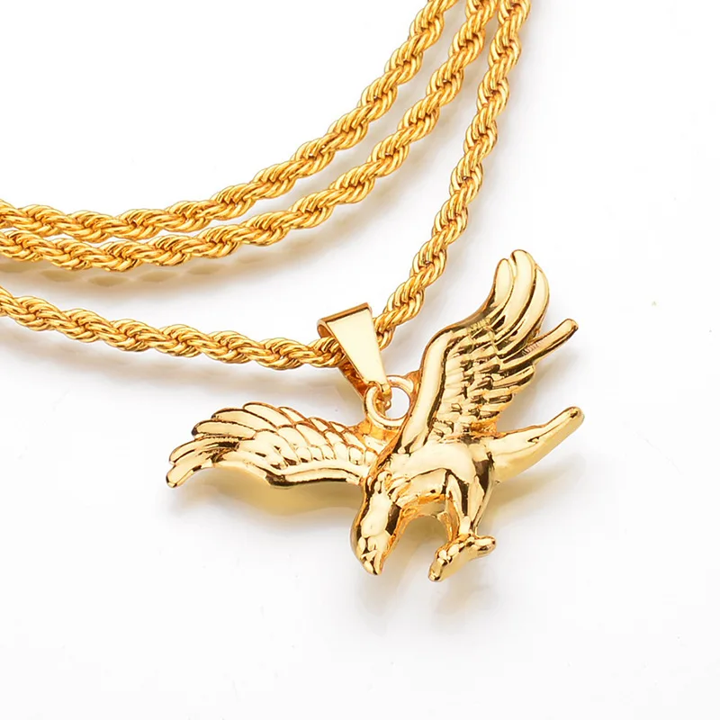 2024 Hip Hop Gold Chain Boy Fly Eagle Pendants Chain Men Jewelry Elephant Necklaces pendent Chains for Boys  Men Gifts Jewelry