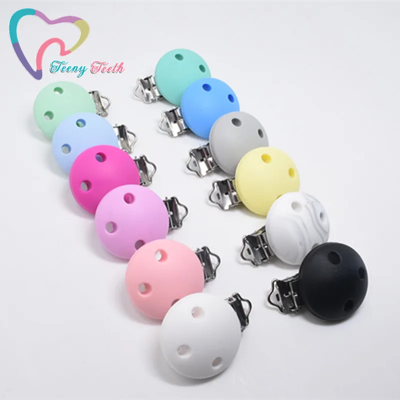 3 PCS Candy Round Shaped Pacifier Clips Food Grade Silicone Baby Pendants Pacifier Chain Accessories Baby Teething Chewable Toys