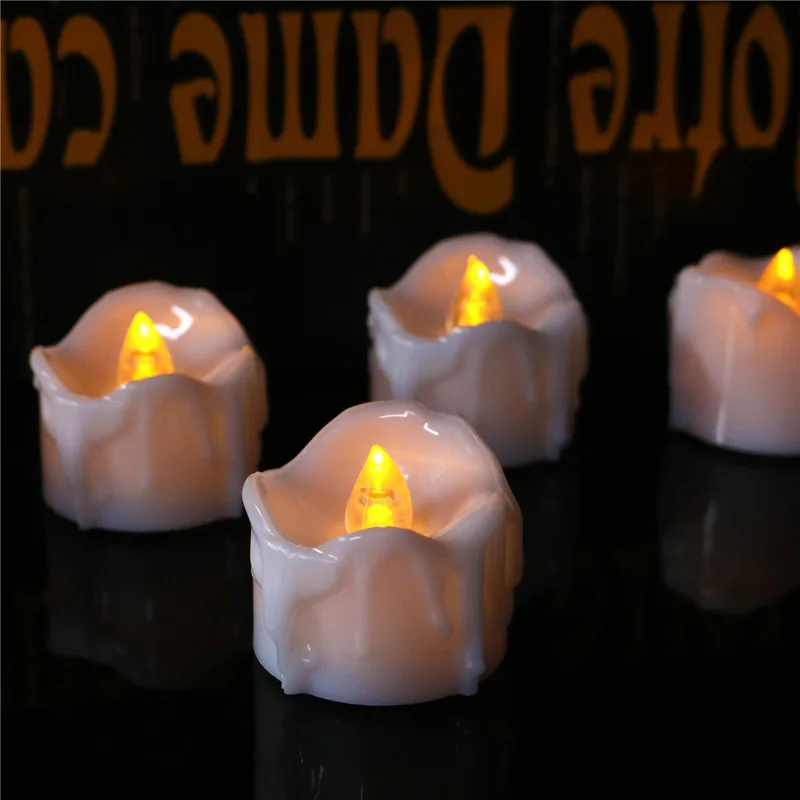 Pack of 6 Flickering LED Candles with Timer, Battery Electronic bougie mariage,Tealights anniversaire,6 hours on,18 hours off