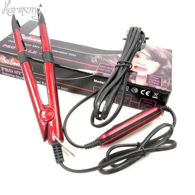 1 Salome Red Color Tem Control Iron Heat Keratin Pre Bonded Hair Extensions Tools Mini Iron Fusion Connector