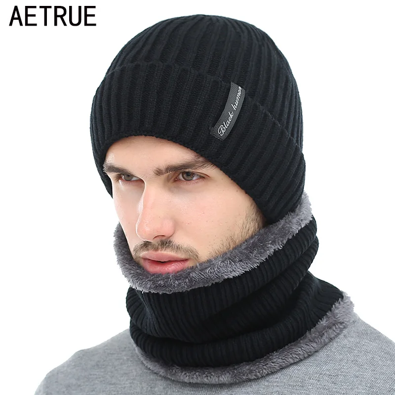 

AETRUE Winter Beanies Men Knitted Hat Caps Beany Mask Gorras Bonnet Warm Baggy Winter Hats For Men Women Skullies Beanies Hats