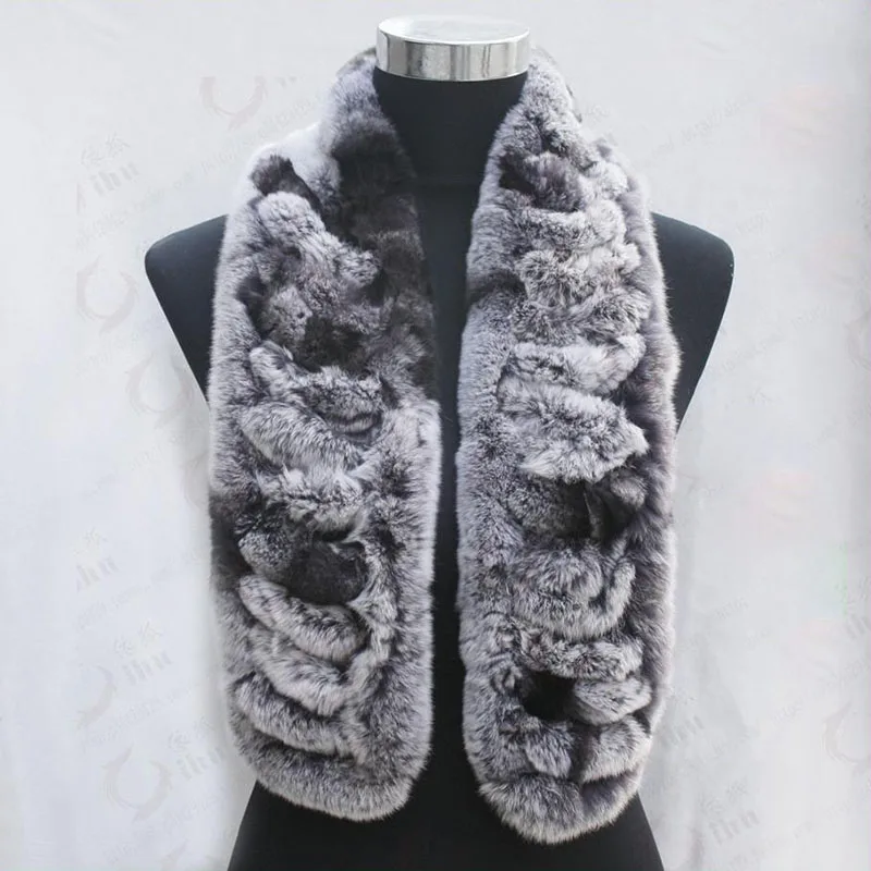 

2023 Winter Real Rabbit Fur Scarf Fashion Natural Womens Thick Luxury Fur Scarves Warm Soft Ladies Wholesales Striped Scarfs