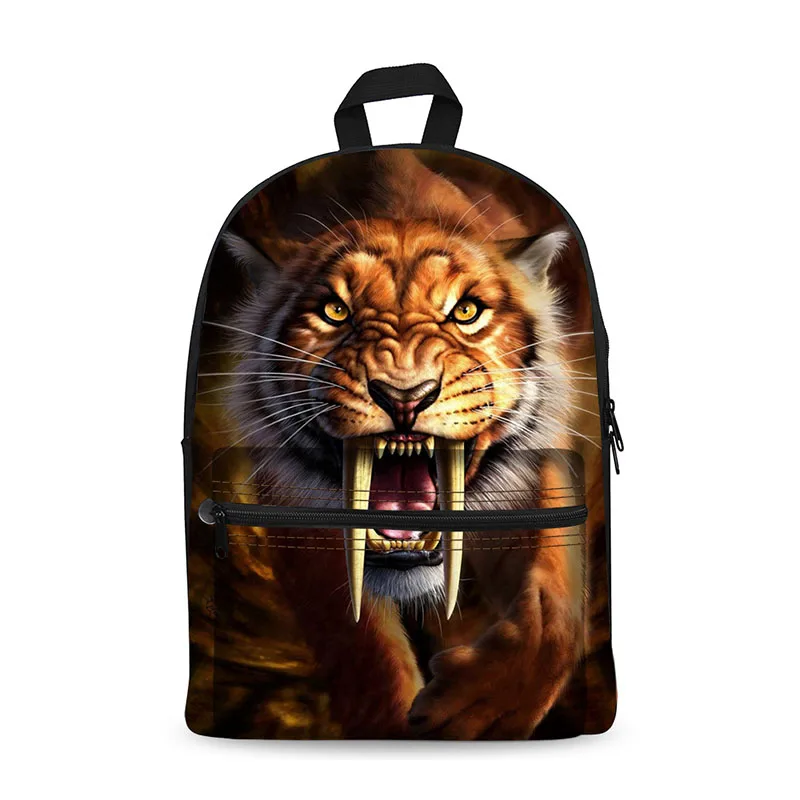 Novelty backpack women for teenage boys school backpack male& feminine mochila,Ferocious animals printing fashion backpacks bags