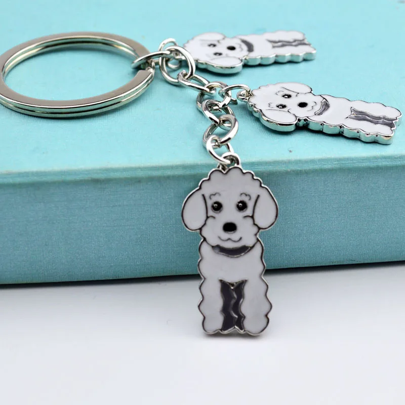 Drop Shipping DIY Poodle Key Chain Best Friend\'s Gift Dog PET Keyrings Christmas Gift Fashion Jewelry Woman Key Ring Dog Charm