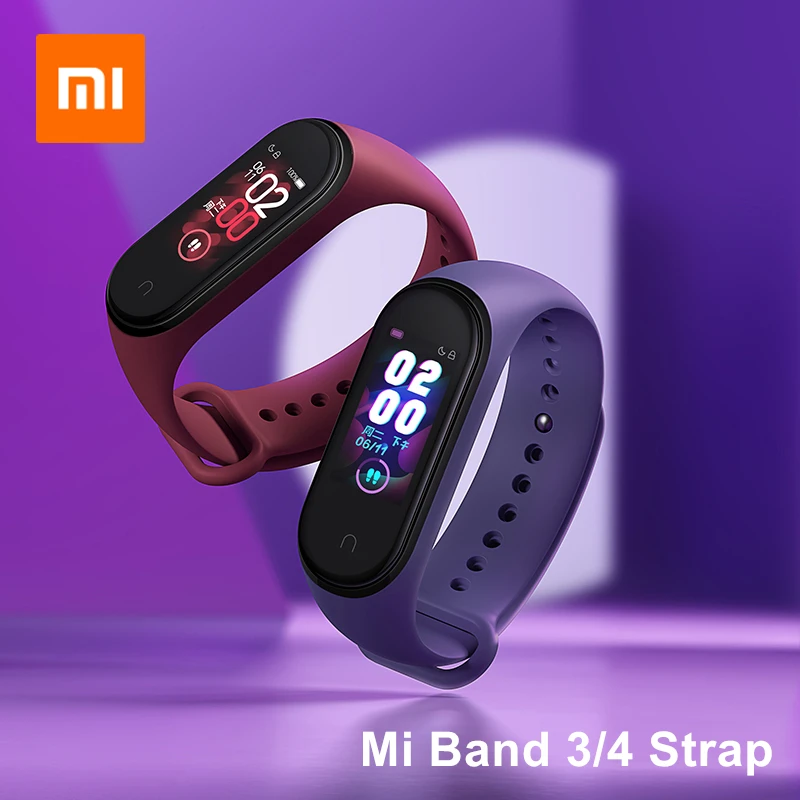 Xiaomi Mi Band 4 NFC Original Wrist Strap TPU Black Blue Orange Wine-red Pink Mi Band 3 4 Charging Cable Smart Accessories