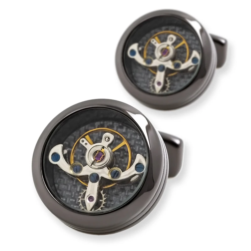 KFLK jewelry shirt cufflink for mens Brand cuff button watch Mechanical movement cuff link high quality Tourbillon guests