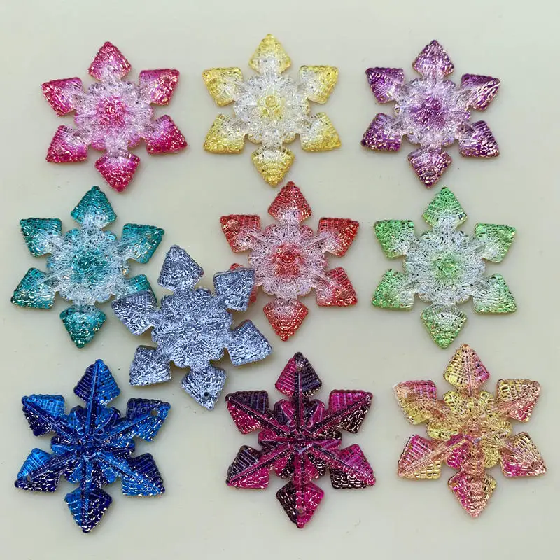 20pcs Crystal Christmas Snowflake Rhinestones Applique Flat Back Acrylic Stones Sewing Needlework Crystal Strass Beads 2Hole