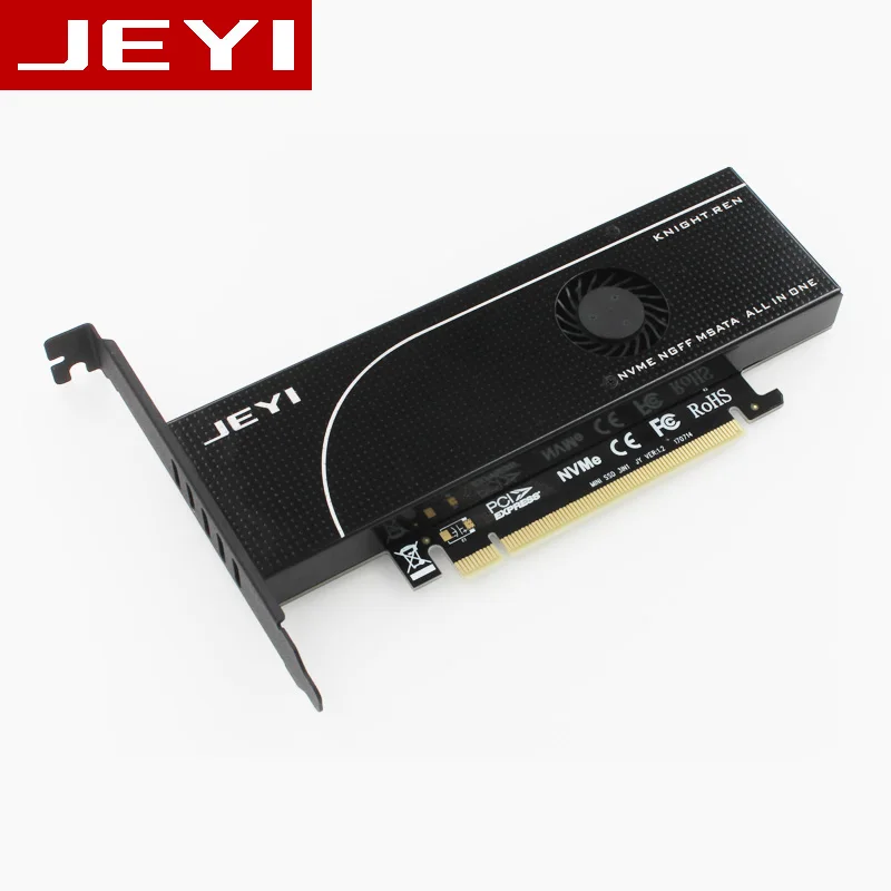 JEYI KNIGHT PCIE3.0 NVME Adapter x16 PCI-E Full Speed M.2 2280 aluminum sheet Thermal conductivity silicon wafer fan cooling SSD